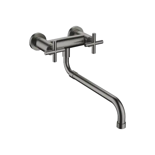 TARA Wand-Brückenbatterie mit herausziehbarem Auslauf - Dark Platinum gebürstet - 31 151 892-99