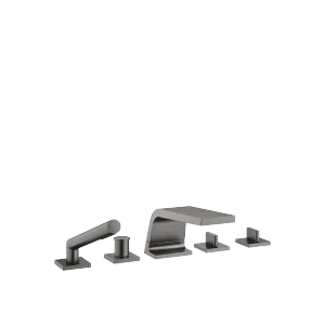 CL.1 Five-hole bath mixer for deck mounting with diverter - Brushed Dark Platinum - Set containing 5 articles