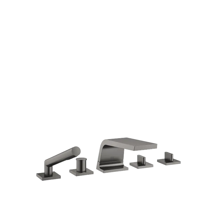 CL.1 Gruppo vasca cinque fori per montaggio bordo vasca con deviatore - Dark Platinum spazzolato - Set contenente 5 articoli