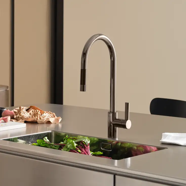 Dornbracht tara ultra design series inspiration kitchen kitchen faucet dark chrome