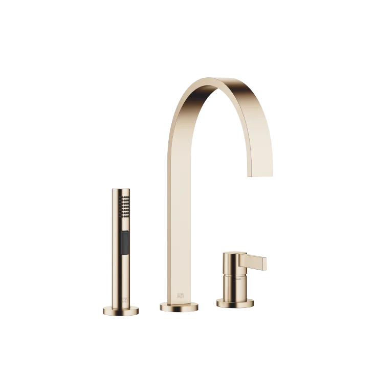 MEM Two-hole mixer with individual flanges with side spray set - Brushed Champagne (22kt Gold) - Set containing 2 articles