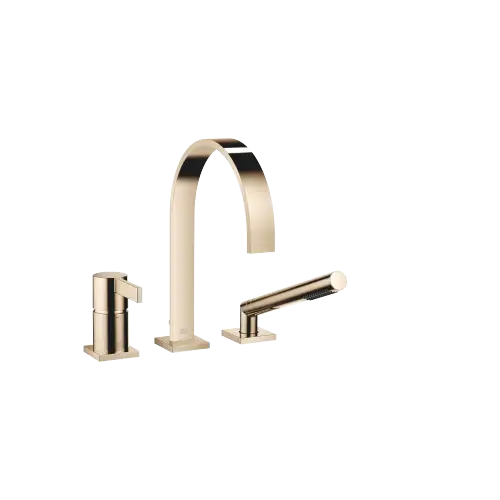 MEM Three-hole single-lever bath mixer for bath rim or tile edge installation - Champagne (22kt Gold) - 27 412 782-47