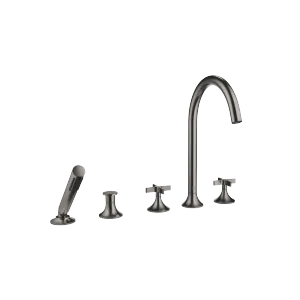 VAIA Five-hole bath mixer for deck mounting with diverter - Brushed Dark Platinum - 27 522 809-99