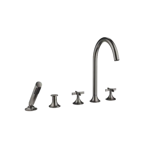 VAIA Five-hole bath mixer for deck mounting with diverter - Brushed Dark Platinum - 27 522 809-99