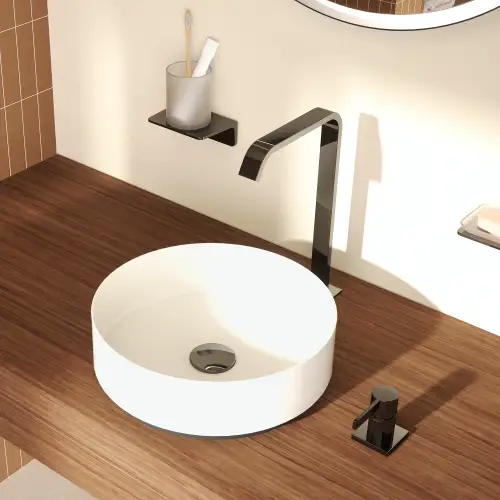 IMO Two-hole basin mixer with high spout without pop-up waste - Brushed Light Gold (PVD) - 29 218 671-27