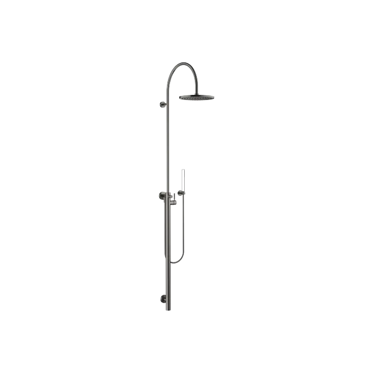 Duschstele mit Brause-Einhandbatterie ohne Handbrause FlowReduce - Dark Platinum gebürstet - 26 025 661-99
