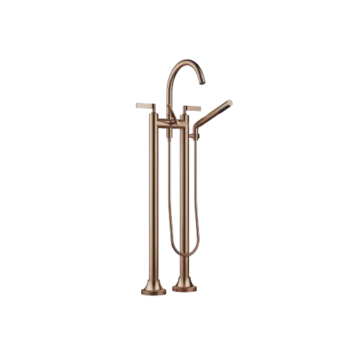VAIA Two-hole bath mixer for free-standing assembly with hand shower set - Brushed Bronze (PVD) - 25 943 819-42