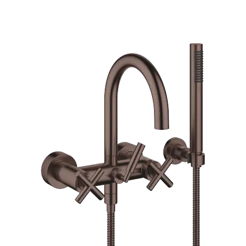 TARA Gruppo vasca per montaggio a muro con doccetta e flessibile - Dark Bronze spazzolato (PVD) - 25 133 892-43