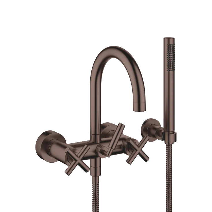 TARA Bath mixer for wall mounting with hand shower set - Brushed Dark Bronze (PVD) - 25 133 892-43