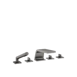 CL.1 Five-hole bath mixer for deck mounting with diverter - Brushed Dark Platinum - Set containing 5 articles