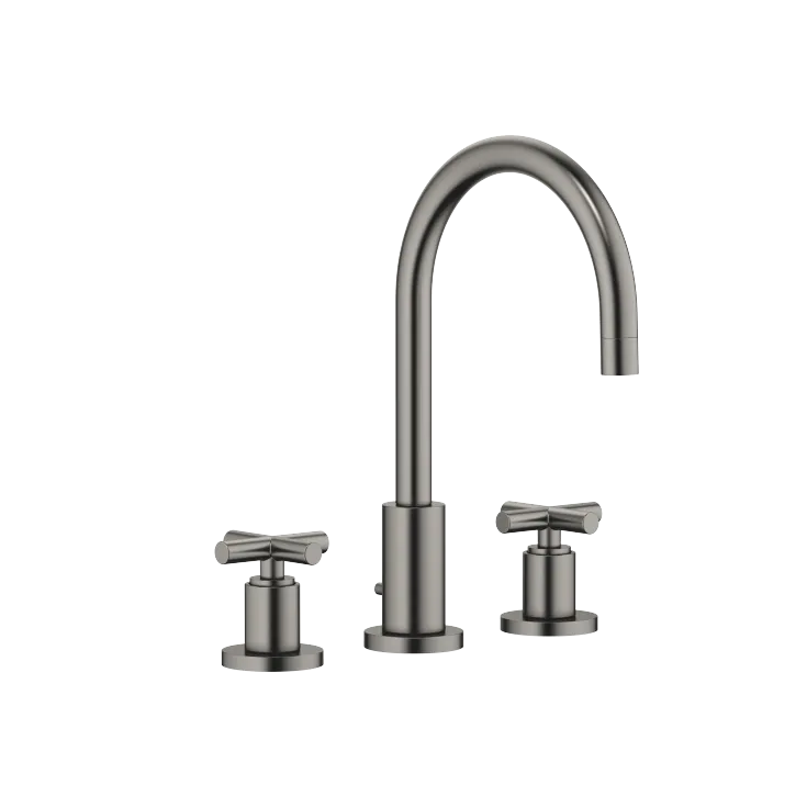 TARA Three-hole basin mixer with pop-up waste - Brushed Dark Platinum - 20 713 892-99