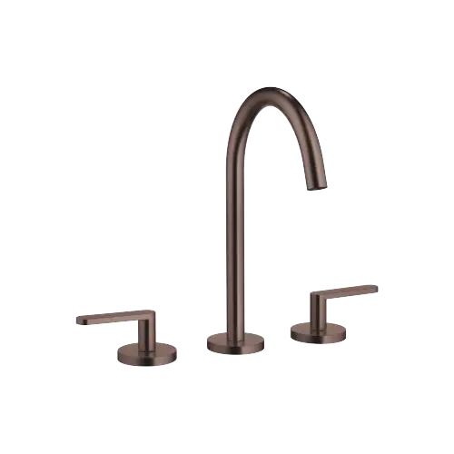 META Three-hole basin mixer with pop-up waste - Brushed Dark Bronze (PVD) - 20 713 661-43