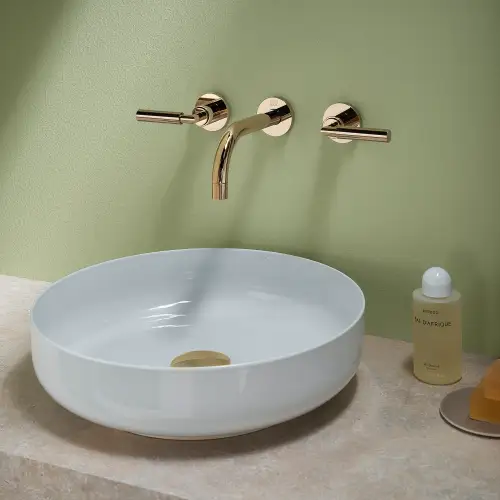 TARA Wall-mounted basin mixer without pop-up waste - Brushed Champagne (22kt Gold) - 36 707 882-46