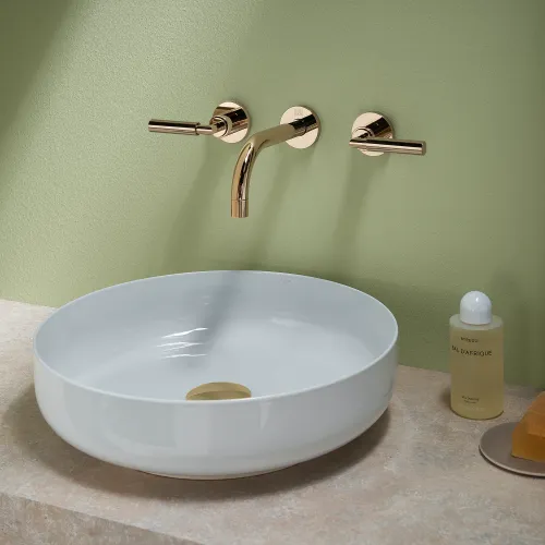 TARA Wall-mounted basin mixer without pop-up waste - Brushed Platinum - 36 707 882-06