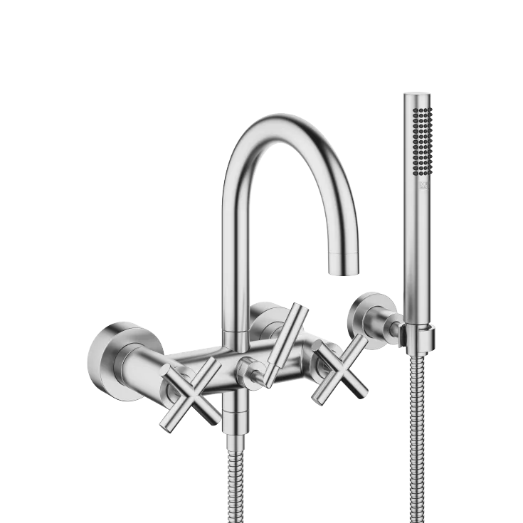 TARA Bath mixer for wall mounting with hand shower set - Brushed Chrome - 25 133 892-93