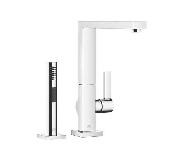 LOT Single-lever mixer with side spray set - Platinum - Set containing 2 articles