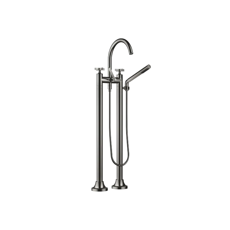 VAIA Two-hole bath mixer for free-standing assembly with hand shower set - Dark Chrome - 25 943 809-19 0050