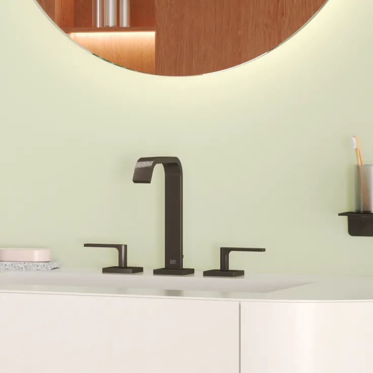 IMO Matte Black : Three-hole basin mixer with pop-up waste