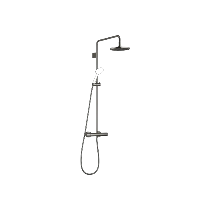 Shower pipe with shower thermostat without hand shower FlowReduce - Dark Chrome - 34 464 979-19