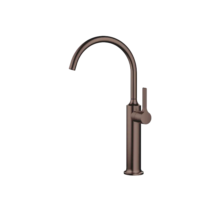 VAIA Single-lever basin mixer with raised base without pop-up waste - Brushed Dark Bronze (PVD) - 33 534 809-43