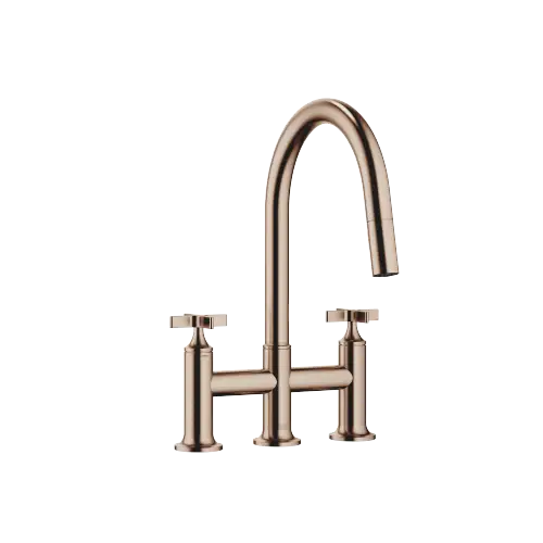 VAIA Mélangeur sur pont à trois trous Pull-down avec fonction douchette - Bronze brossé (PVD) - 19 875 809-42 0010