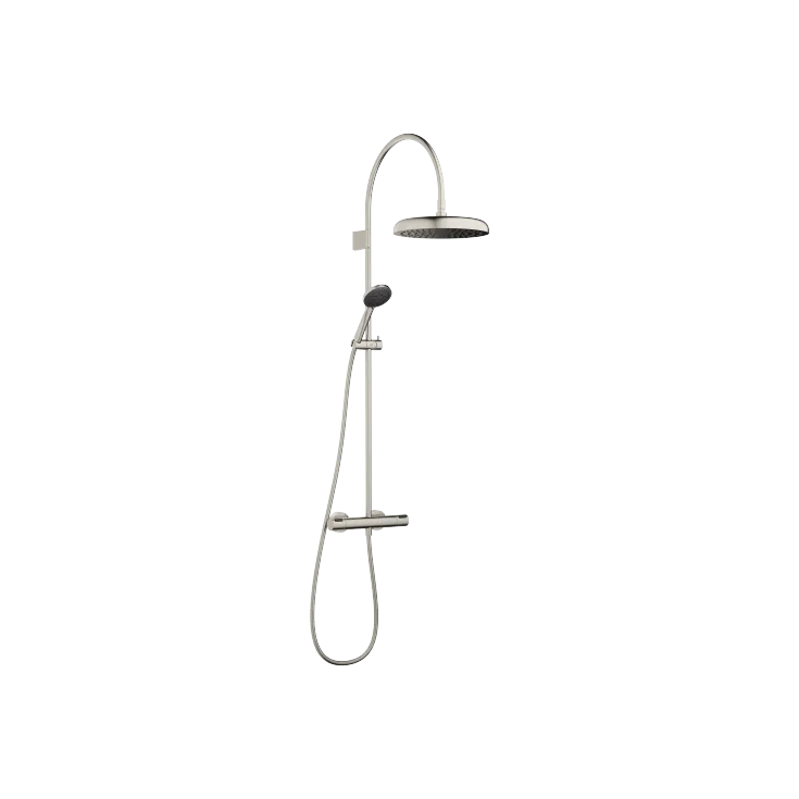COYA Showerpipe application with shower thermostat 11-3/4" - Brushed Platinum - Set containing 2 articles
