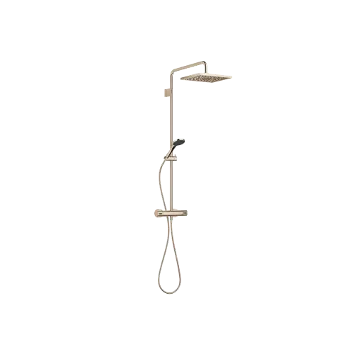 SYMETRICS Exposed shower set with shower thermostat 11-3/4" x 9-1/2" - Champagne (22kt Gold) - Set containing 2 articles