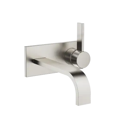 MEM Mitigeur monocommande de lavabo mural sur plaque de recouvrement sans garniture d’écoulement - Platine brossé - 36 864 782-06