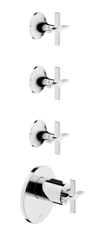 VAIA xTOOL Module thermostatique avec 3 robinets à encastrer - Chrome - Set contenant 1 articles