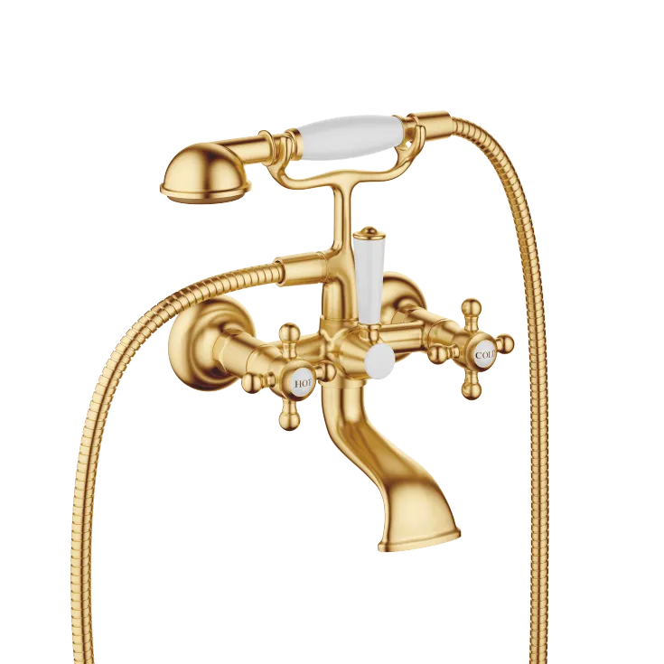 MADISON Bath mixer for wall mounting with hand shower set - Brushed Durabrass (23kt Gold) - 25 023 360-28