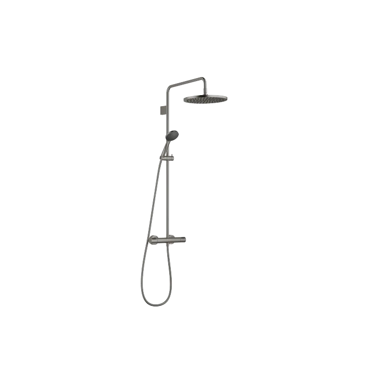 Showerpipe mit Brause-Thermostat mit Handbrausegarnitur 300 mm - Dark Platinum gebürstet - Set aus 2 Artikeln