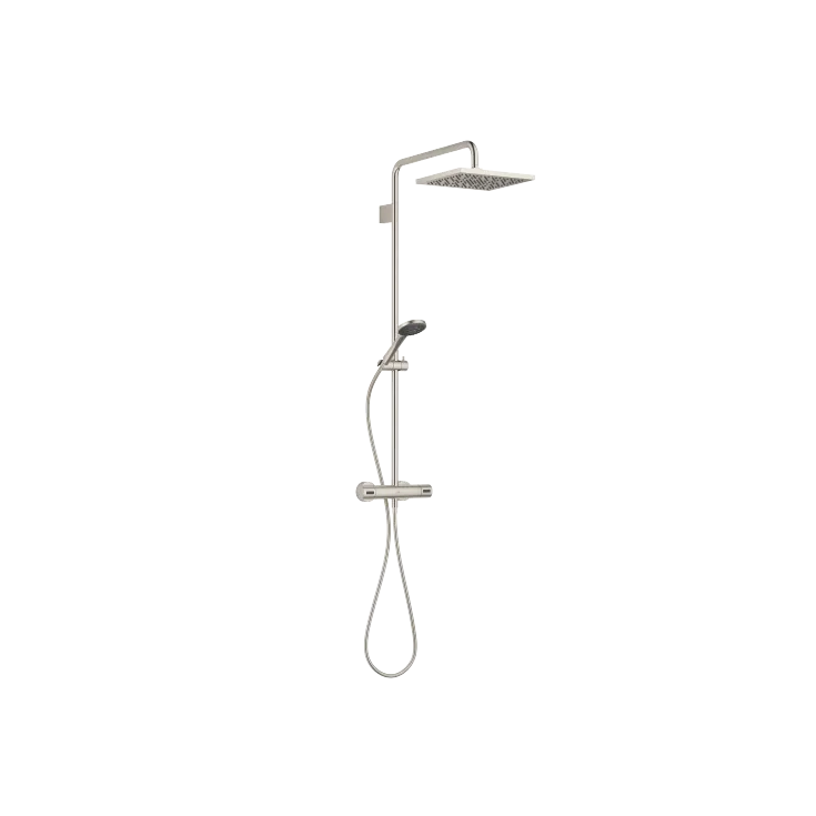SYMETRICS Showerpipe with shower thermostat - Brushed Platinum - Set containing 2 articles