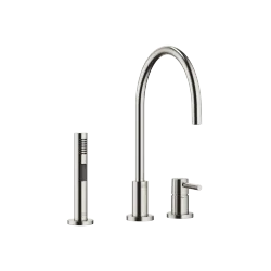 TARA Two-hole mixer with individual rosettes with rinsing spray set - Brushed Platinum - Set containing 2 articles