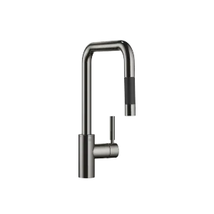 META SQUARE Single-lever mixer Pull-down with spray function - Dark Chrome - 33 870 861-19