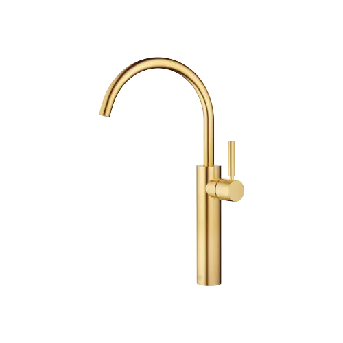 META Single-lever basin mixer with raised base without pop-up waste - Brushed Gold (PVD) - 33 534 661-37