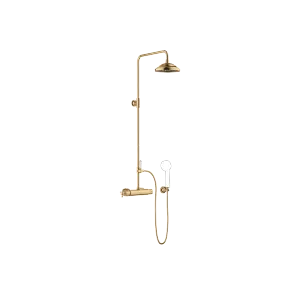 MADISON Showerpipe con termostato de ducha - Latón cepillado (Oro 23k) - Set que contiene 2 artículos