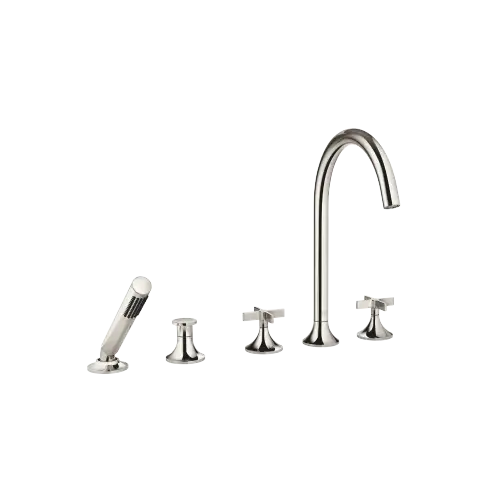 VAIA Five-hole bath mixer for deck mounting with diverter - Platinum - 27 522 809-08