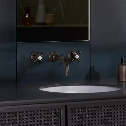 MADISON Wall-mounted basin mixer without pop-up waste - Platinum - 36 712 361-08