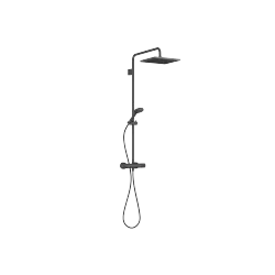 SYMETRICS Showerpipe con termostato de ducha - Negro mate - Set que contiene 2 artículos