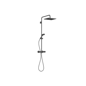 SYMETRICS Showerpipe con termostato doccia - Nero opaco - Set contenente 2 articoli