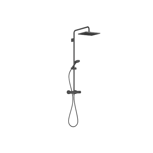 SERIENSPEZIFISCH Shower Pipe mit Brause-Thermostat 300 x 240 mm - Schwarz matt - Set aus 2 Artikeln