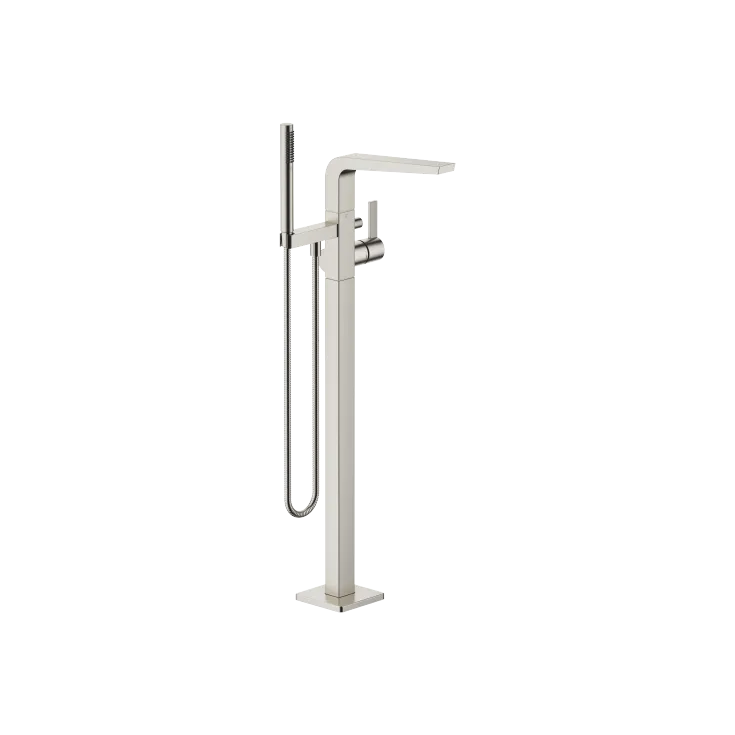 CL.1 Single-lever bath mixer with stand pipe for free-standing assembly with hand shower set - Brushed Platinum - 25 863 705-06