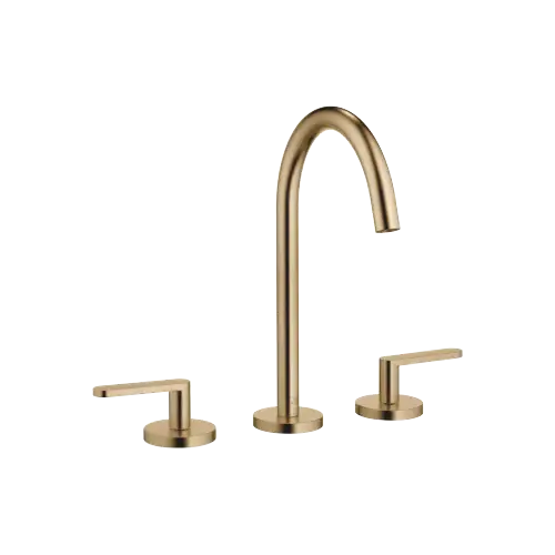 META Three-hole basin mixer with pop-up waste - Brushed Dark Brass (PVD) - 20 713 661-39