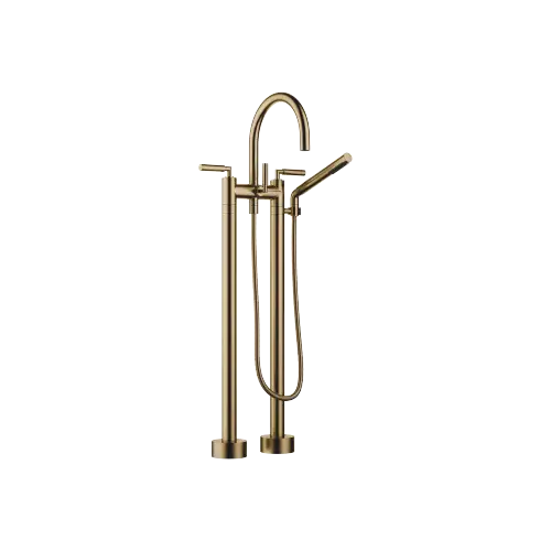 TARA Two-hole bath mixer for free-standing assembly with hand shower set - Brushed Dark Brass (PVD) - 25 943 882-39 0050