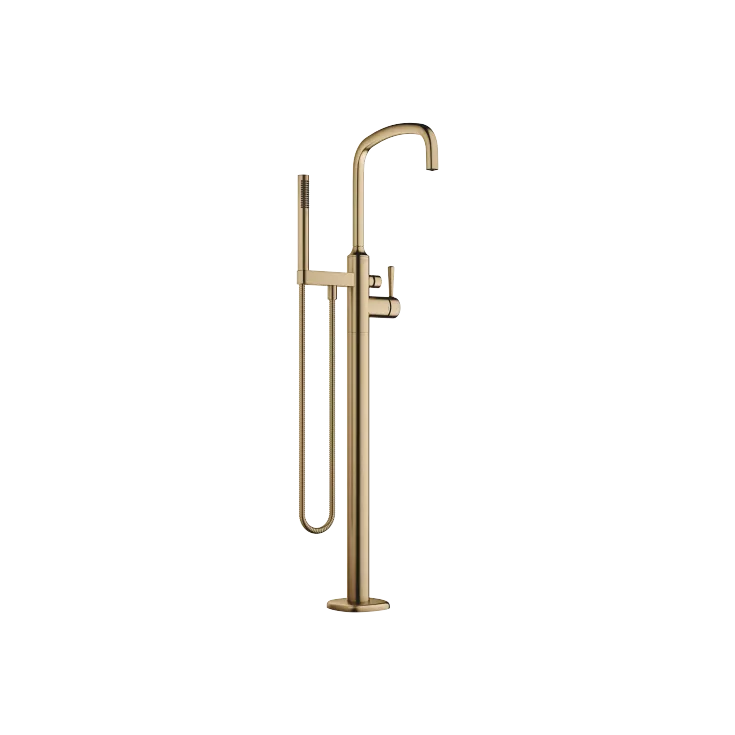 COYA Single-lever bath mixer with stand pipe for free-standing assembly with hand shower set - Brushed Dark Brass (PVD) - 25 863 404-39