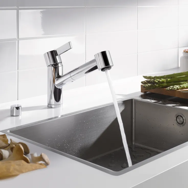 ENO Single-lever mixer Pull-out with spray function - Brushed Platinum - 33 870 760-06