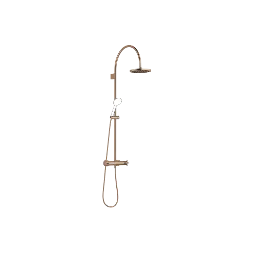 TARA Showerpipe with shower thermostat without hand shower FlowReduce 220 mm - Brushed Bronze (PVD) - 34 458 892-42