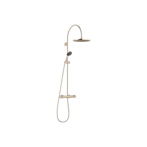 TARA Showerpipe Application with shower thermostat 300 mm - Brushed Champagne (22kt Gold) - Set containing 2 articles