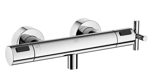 TARA Shower thermostat for wall mounting - Matte Black - Set containing 2 articles
