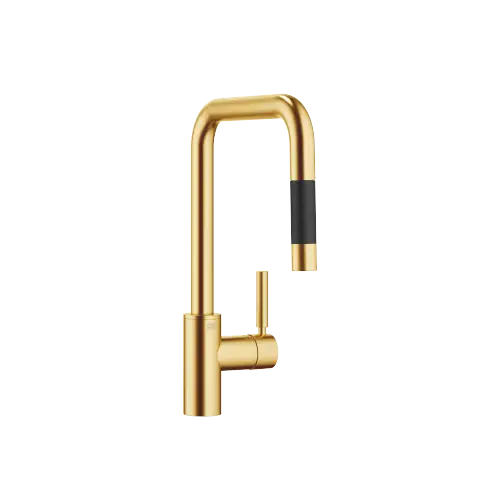 META SQUARE Single-lever mixer pull-down with spray function - Brushed Durabrass (23kt Gold) - 33 870 861-28 0010